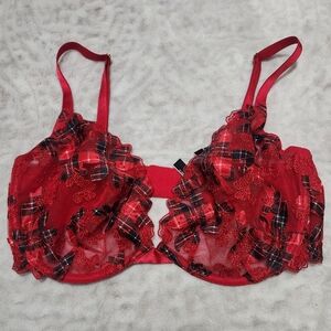 VICTORIA'S SECRET LUXE LINGERIE UNLINED FLORAL EMBROIDERED LOW CUT BRA Sz 36DDD